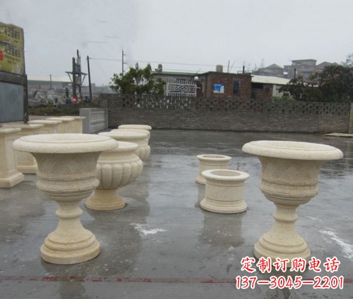 黄冈完美绽放——大理石花盆石雕