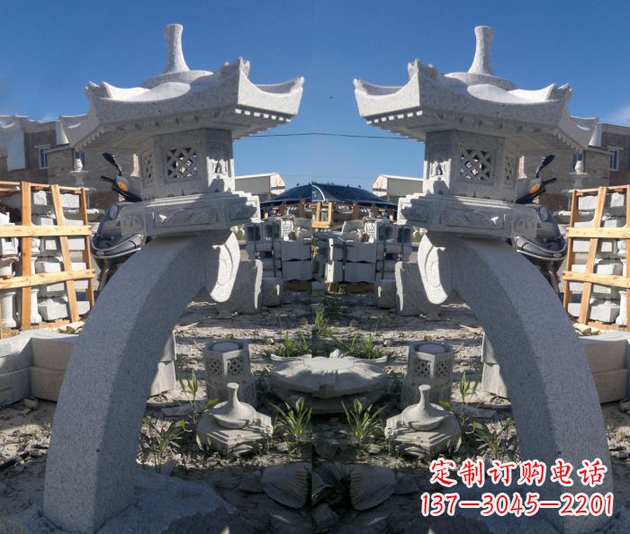 黄冈精美大理石镂空石灯雕塑