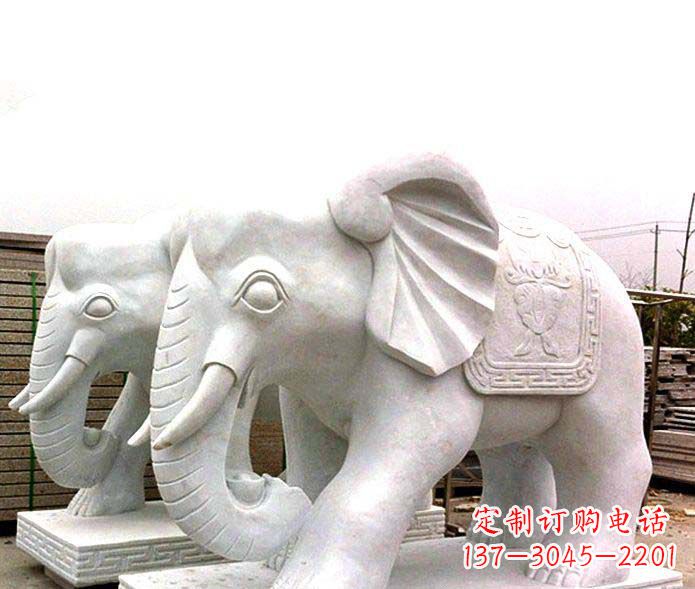 黄冈精致细腻的大象石雕景观雕塑