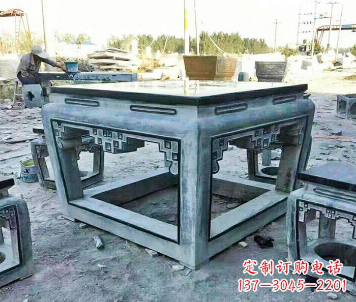 黄冈雕塑艺术方形石桌凳
