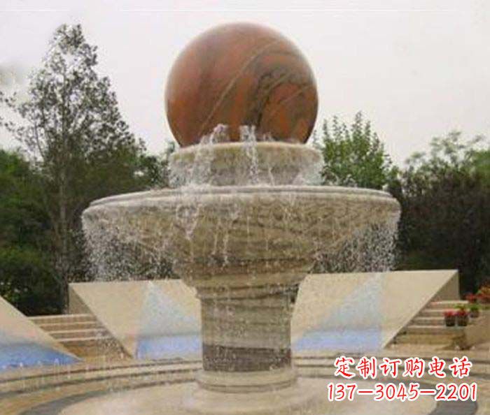 黄冈公园景观风水球喷泉石雕 (2)
