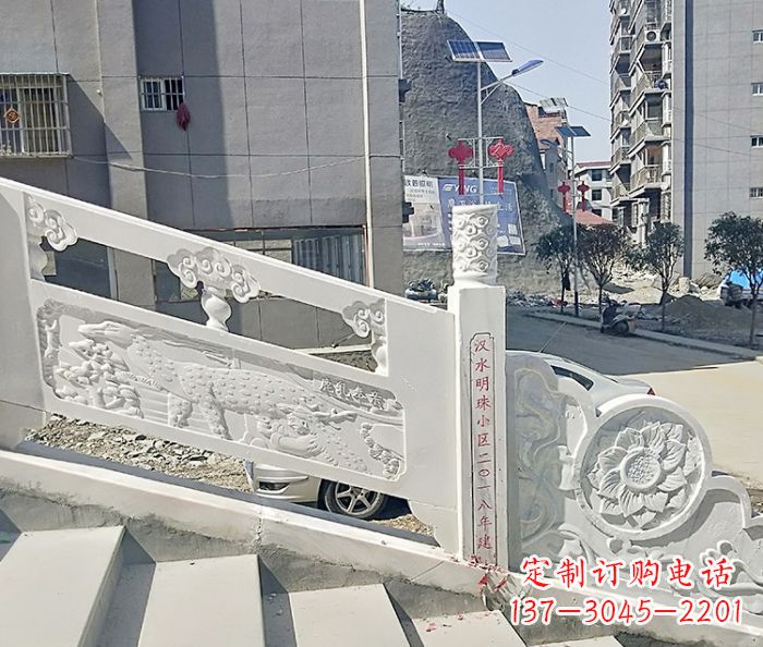黄冈汉白玉石雕栏板,唯美园林装饰