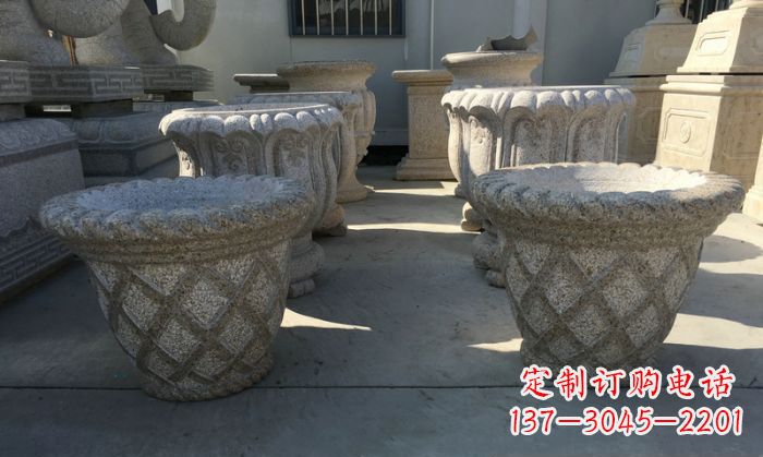 黄冈花篮式花盆石雕