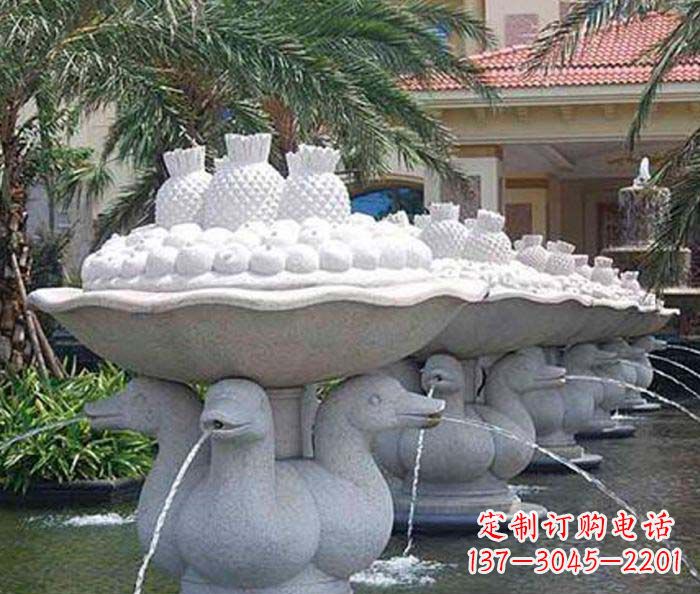 黄冈公园景观天鹅喷泉石雕