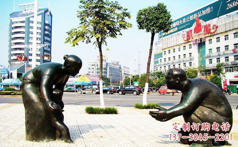 黄冈铜质小孩学走路雕塑