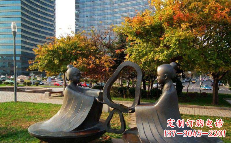 黄冈公园孔融让梨景观铜雕 (2)