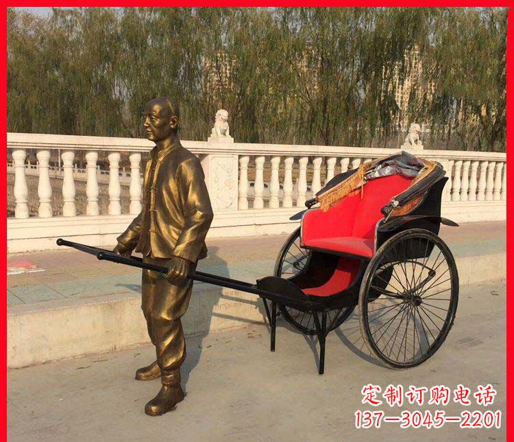 黄冈黄包车铜雕精湛工艺,体现传统文化