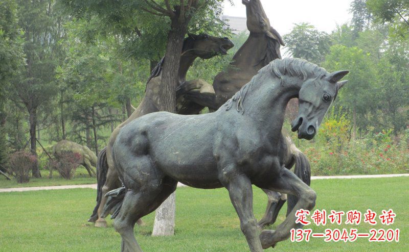 黄冈公园马动物景观铜雕 (2)