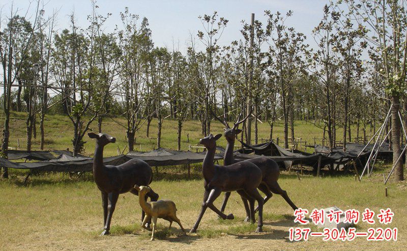 黄冈优雅雕塑-梅花鹿铜雕