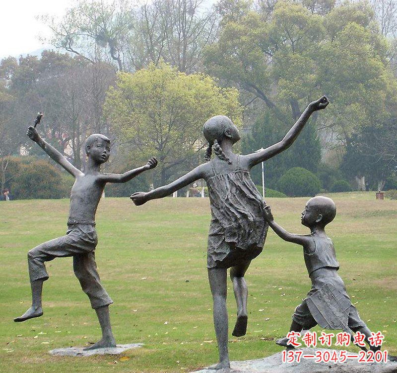 黄冈公园人物放风筝的儿童铜雕