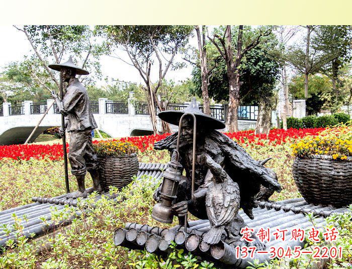 黄冈把渔民的生活经历融入雕塑——公园人物渔夫铜雕塑