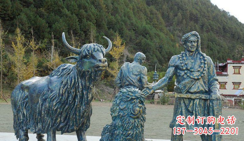 黄冈中领雕塑定制牦牛景观铜雕