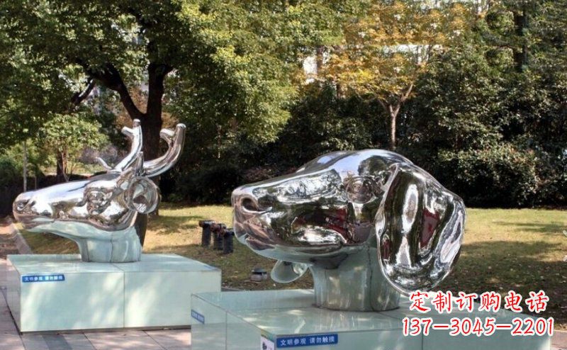 黄冈不锈钢十二生肖头像雕塑