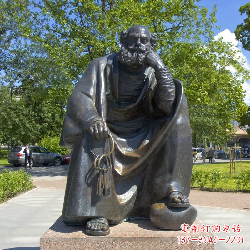 黄冈公园世界名人俄国批判现实主义作家托尔斯泰 铜雕塑像