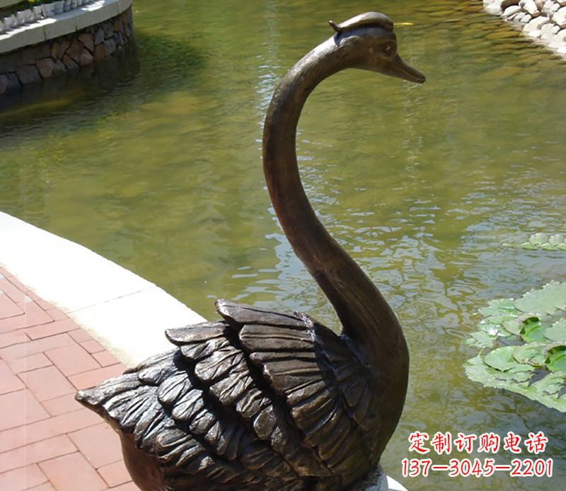 黄冈公园铜雕天鹅喷泉雕塑