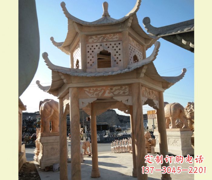 黄冈中式双层石雕凉亭