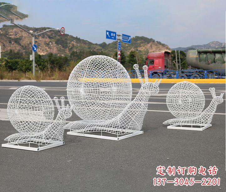 黄冈公园蜗牛镂空不锈钢雕塑