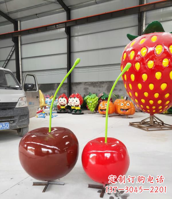 黄冈领雕塑玻璃钢仿真樱桃水果雕塑