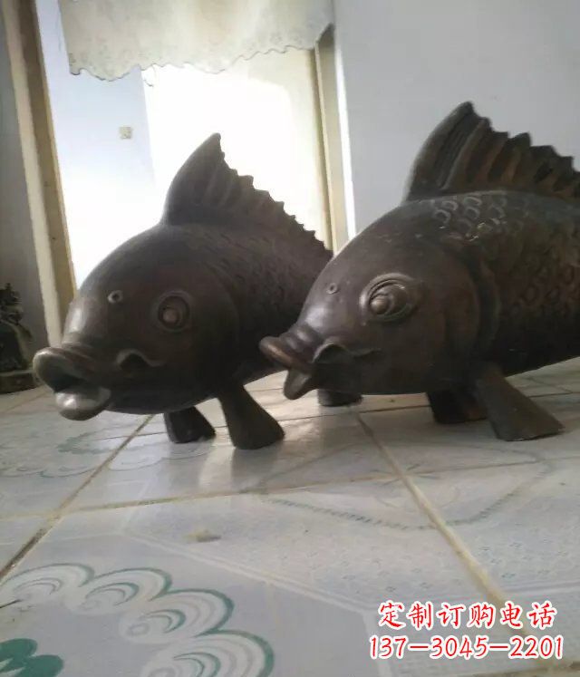 黄冈公园小鱼景观动物铜雕
