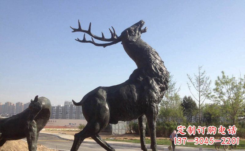 黄冈驯鹿精美铜雕