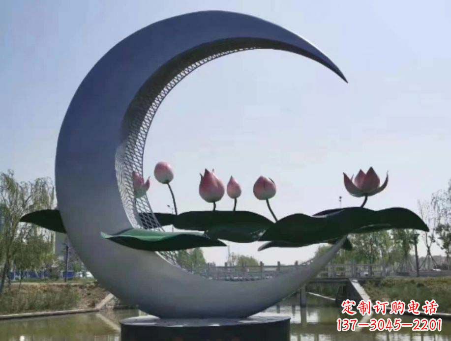 黄冈公园月亮不锈钢景观装饰雕塑