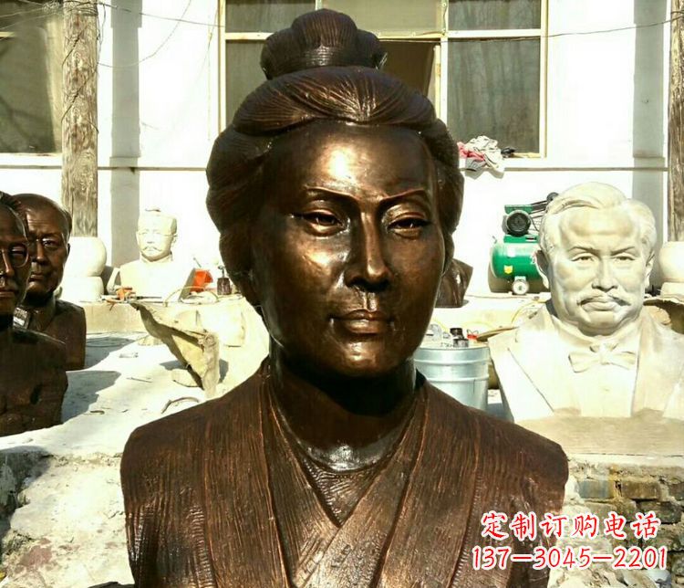 黄冈古代词人李清照胸像铜雕