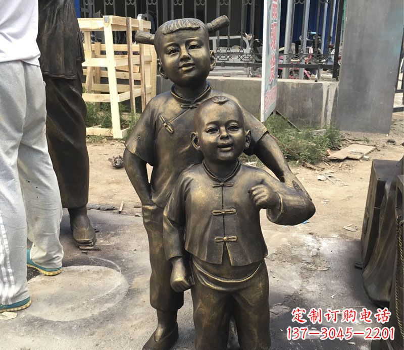 黄冈古代儿童铜雕