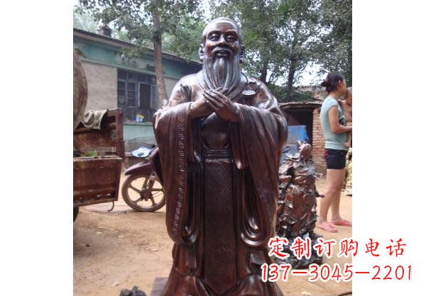 黄冈古代教育家人物孔子玻璃钢仿铜雕塑
