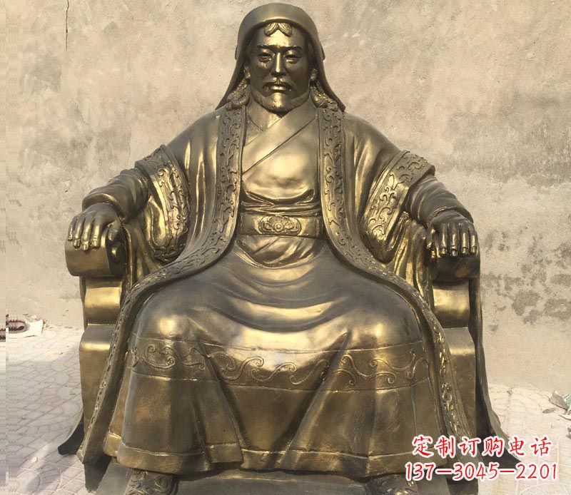黄冈古代名人成吉思汗铜雕