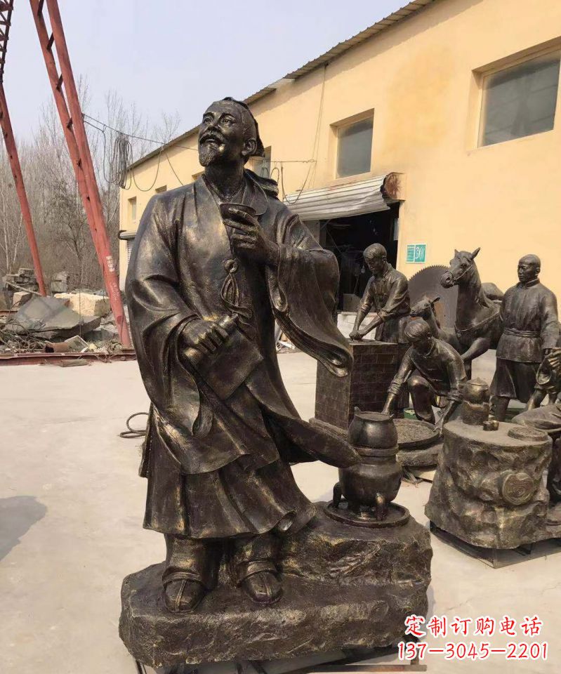 黄冈古代名人酒圣杜康铜雕