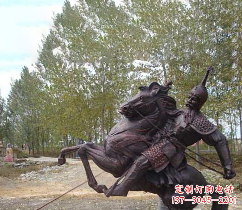 黄冈古代骑马人物公园景观铜雕