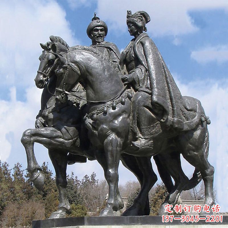 黄冈古代人物单于王昭君骑马雕塑