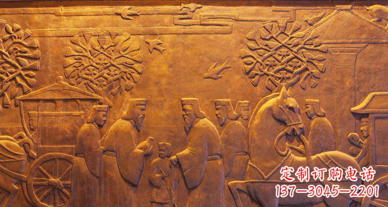 黄冈古代人物和马车铜浮雕