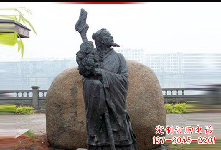 黄冈古代诗人陶渊明铜雕