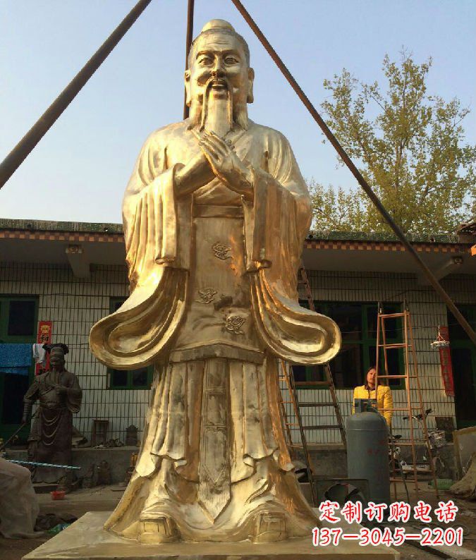 黄冈古代思想家人物孔子铜雕