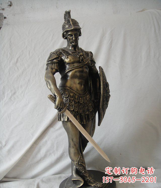 黄冈古罗马战士玻璃钢仿铜人物雕塑