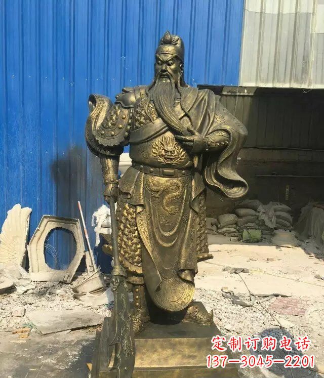 黄冈精美雕刻的关公铜雕