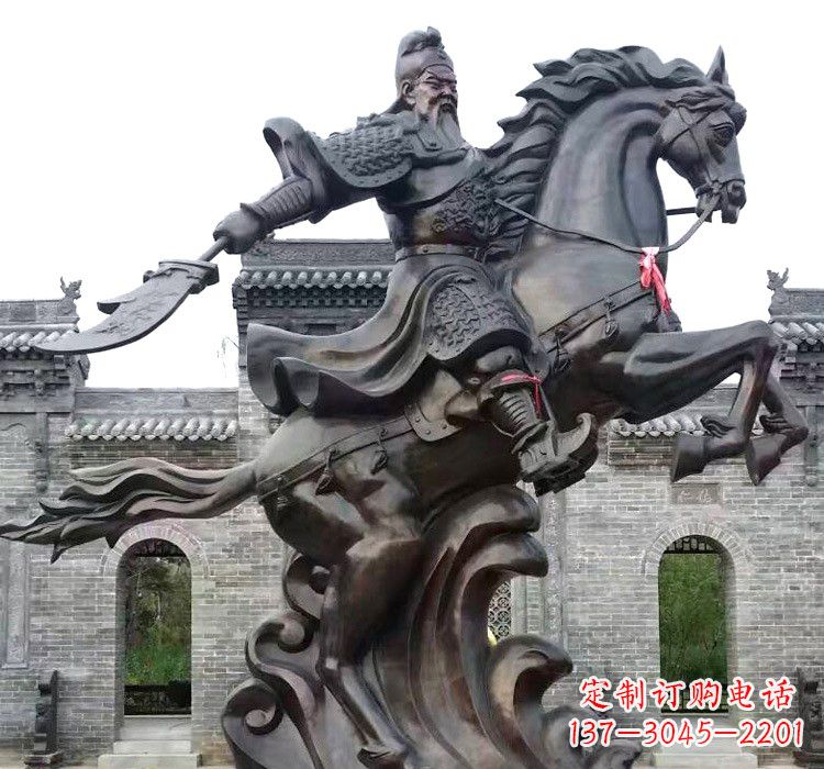 黄冈关公骑马驰骋铜雕