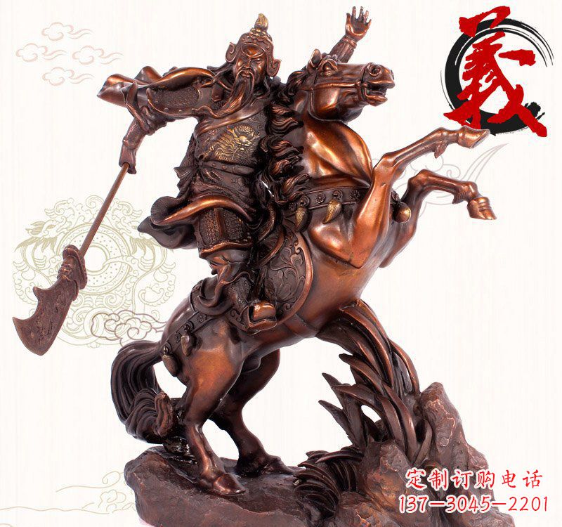 黄冈关公骑马铜雕