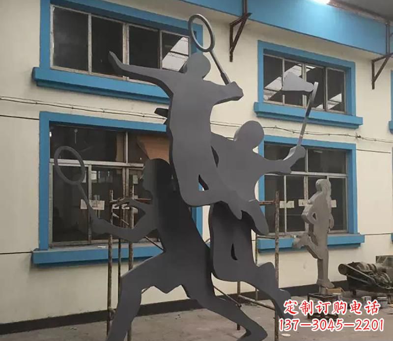 黄冈广场不锈钢打羽毛球雕塑
