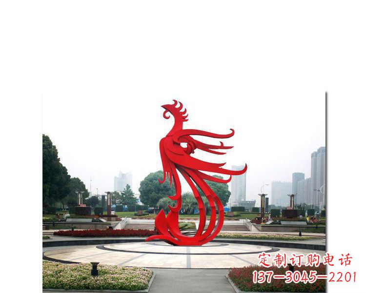 黄冈古韵雕塑:不锈钢飞翔凤凰雕塑