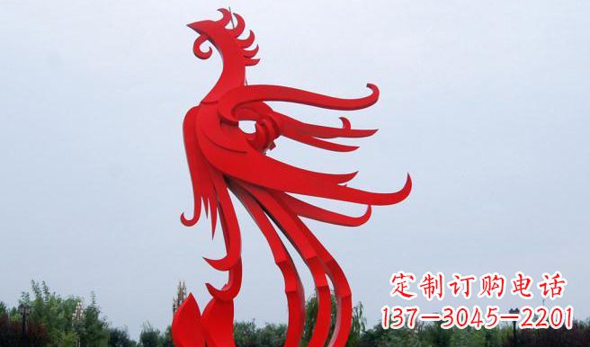黄冈广场不锈钢凤凰雕塑 (3)