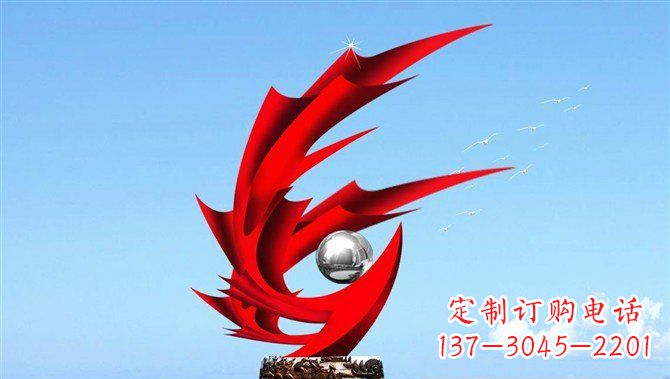 黄冈广场不锈钢凤凰大型抽象雕塑