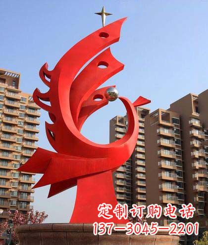 黄冈广场不锈钢凤凰明珠抽象雕塑