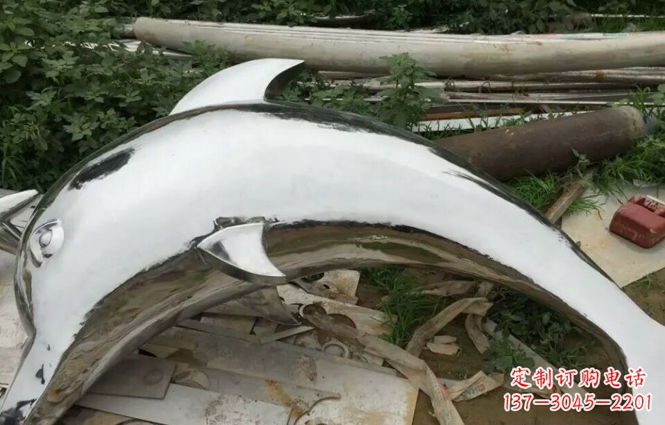 黄冈广场不锈钢海豚雕塑 (2)