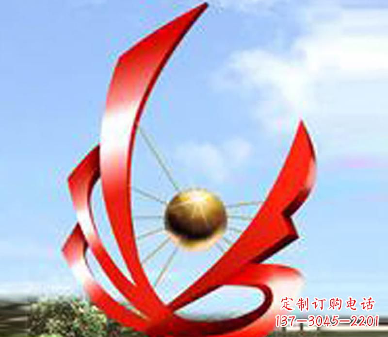 黄冈广场不锈钢飘带球网景观雕塑