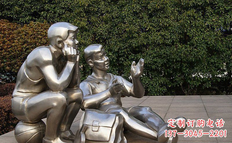 黄冈广场不锈钢学生雕塑