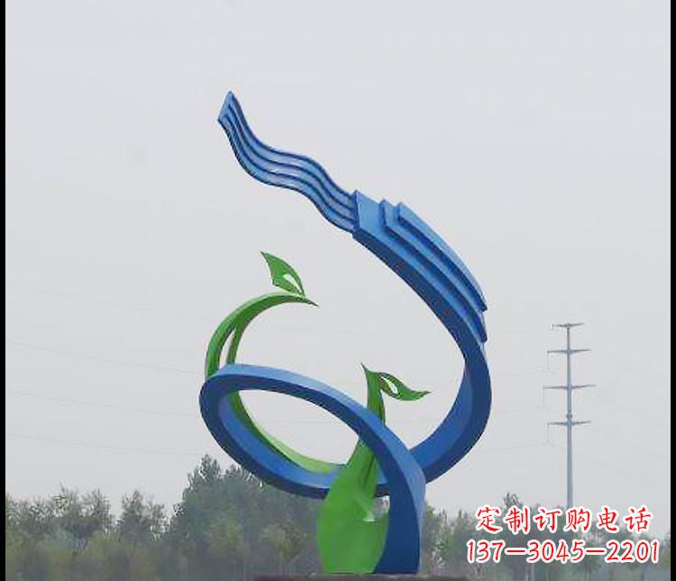 黄冈广场彩色不锈钢抽象凤凰雕塑