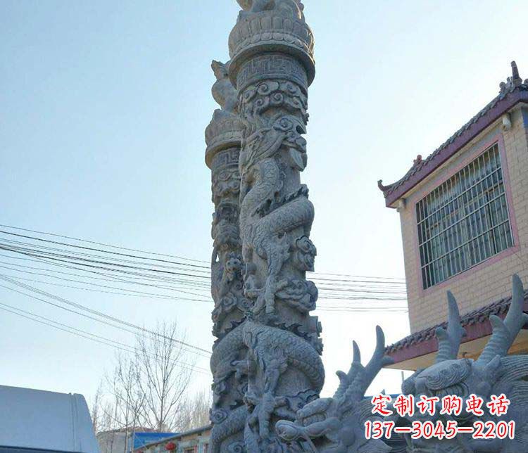 黄冈广场大理石盘龙柱景观石雕
