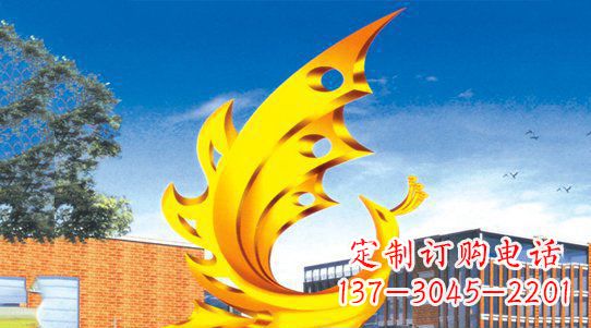 黄冈广场凤凰不锈钢雕塑 (2)